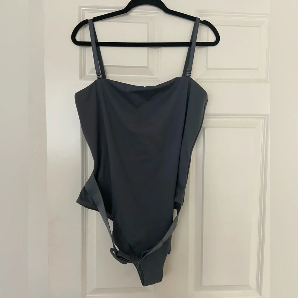 SKIMS sculpting swim one piece Gunmetal 3X